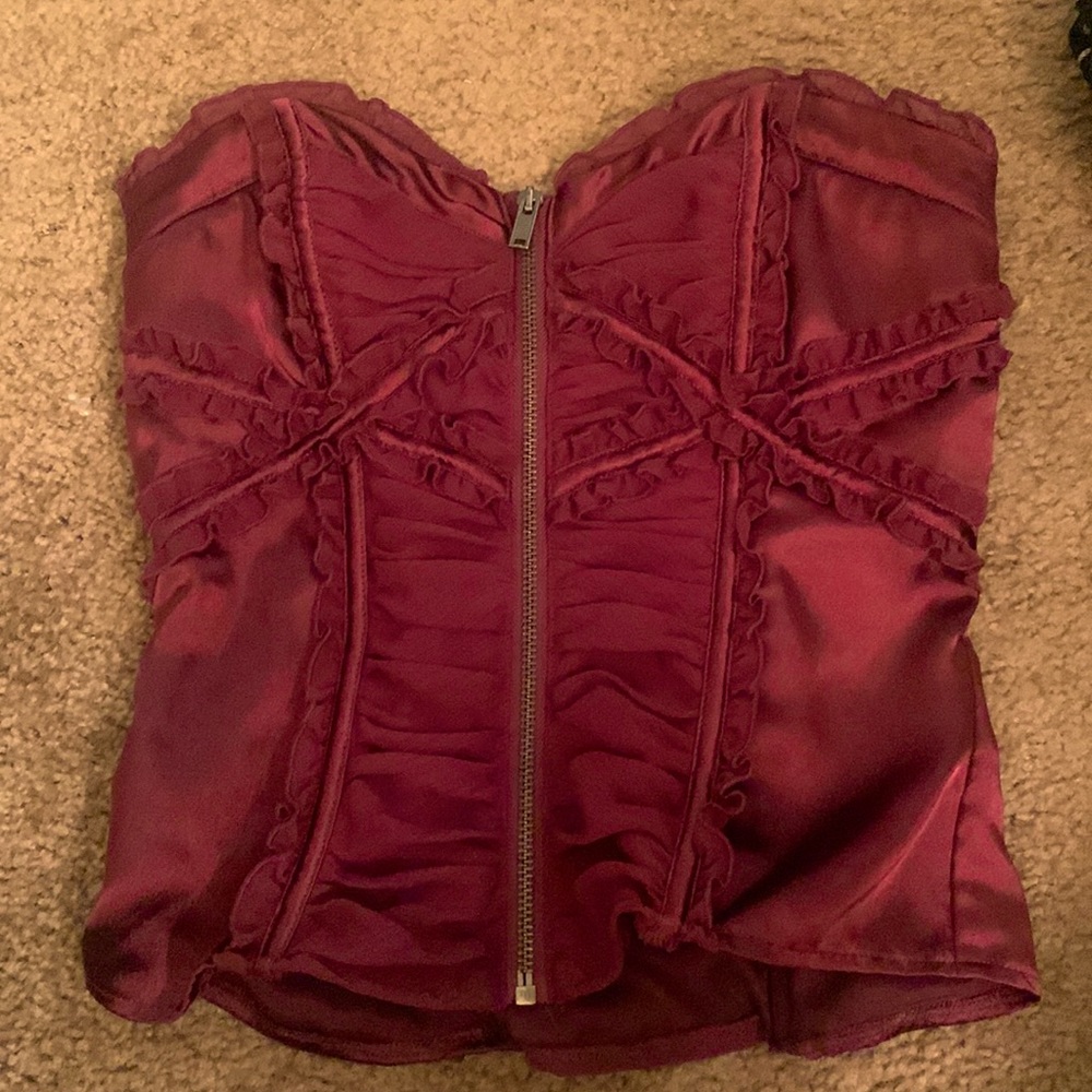Maroon Zip up Corset